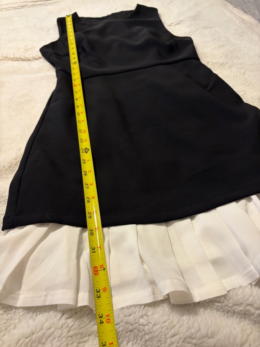 Commense Black Mini Dress with White Layered Hem - Picture 6 of 7